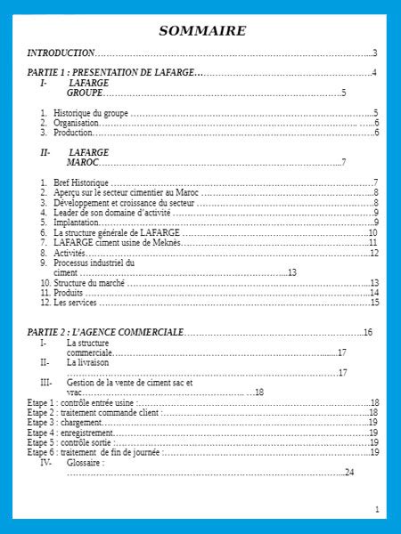 rapport de stage vente